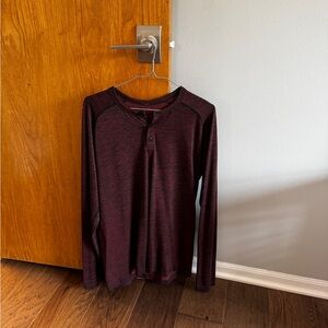 Mens Lululemon Long Sleeve Henley Maroon